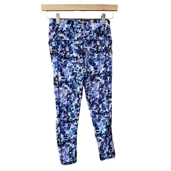 GAIAM Women's Colorful Blue and Purple Hues Floral Yoga Pants Size XS - Picture 5 of 6